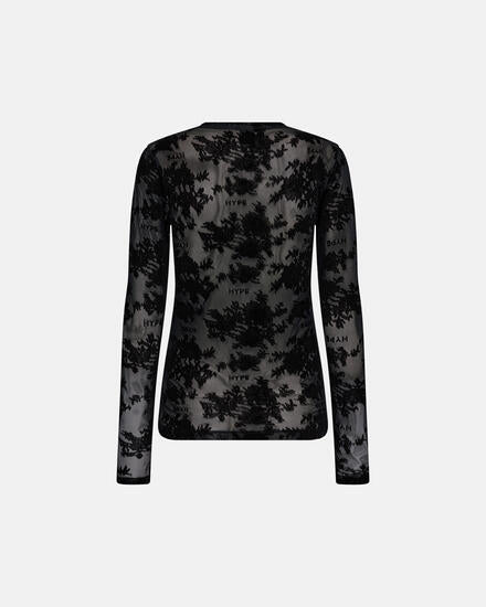 Hype The Detail Bluse - Mesh - Flower - Black