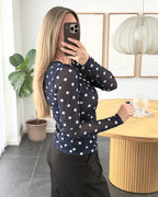 Liberte Bluse - Mesh - Navy Dot