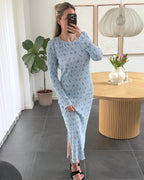 Pieces Kjole - Flora Midi - BLUE FLOWERS