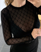 Hype The Detail Bluse - Mesh - H-logo - Black