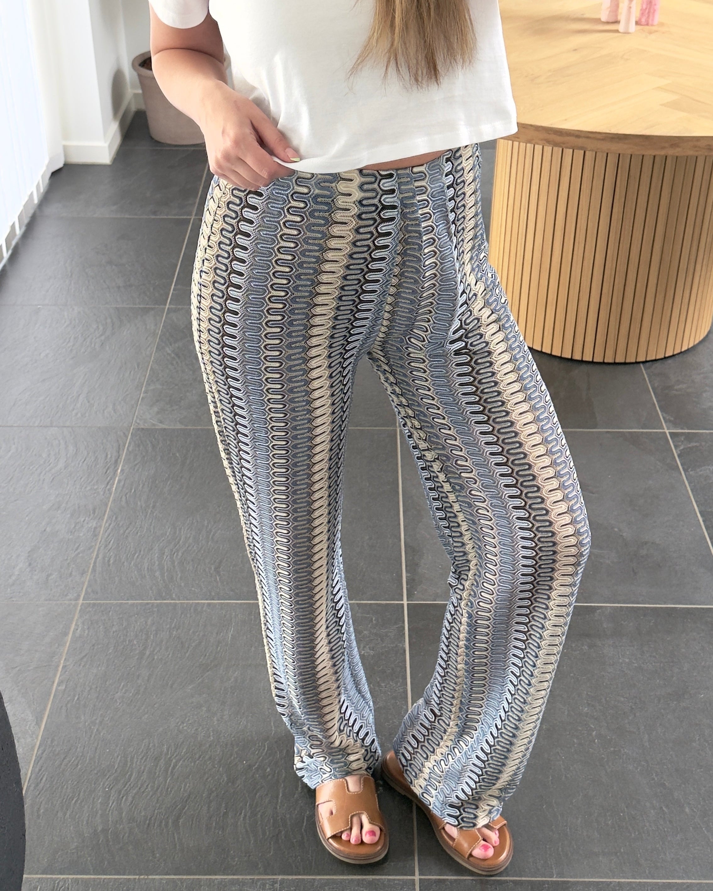 Liberte Bukser - Croc Pants - Blue Creme Stribe