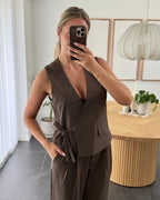 Pieces Vest - Emy Tailored - Turkish Coffee