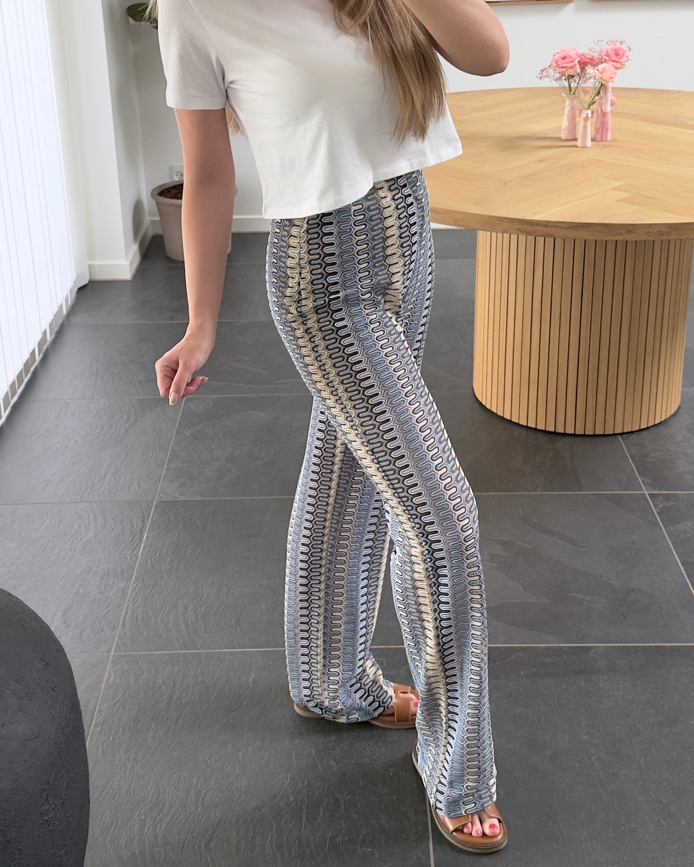 Liberte Bukser - Croc Pants - Blue Creme Stribe