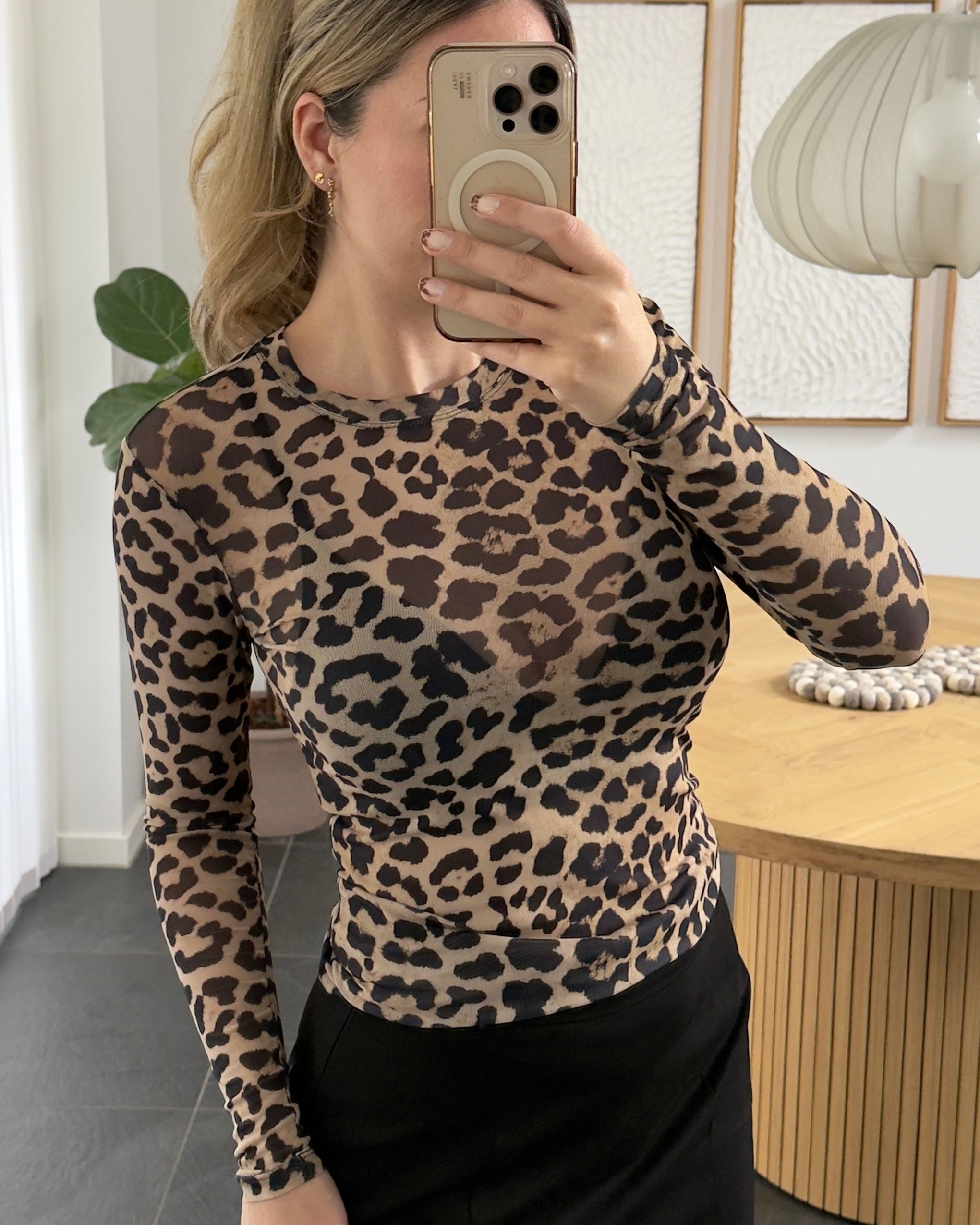 Hype The Detail Bluse - Mesh - Leopard