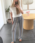 Liberte Bukser - Croc Pants - Blue Creme Stribe