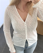 Pieces Cardigan - Baisy - Cloud Dancer