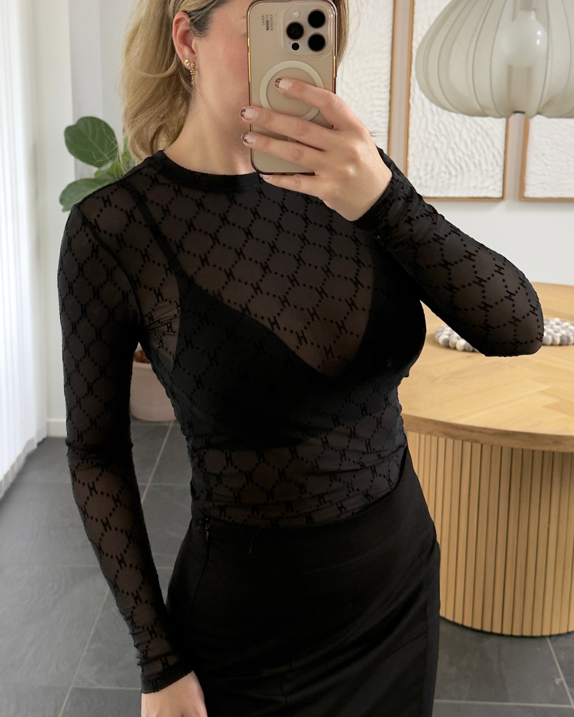 Hype The Detail Bluse - Mesh - H-logo - Black