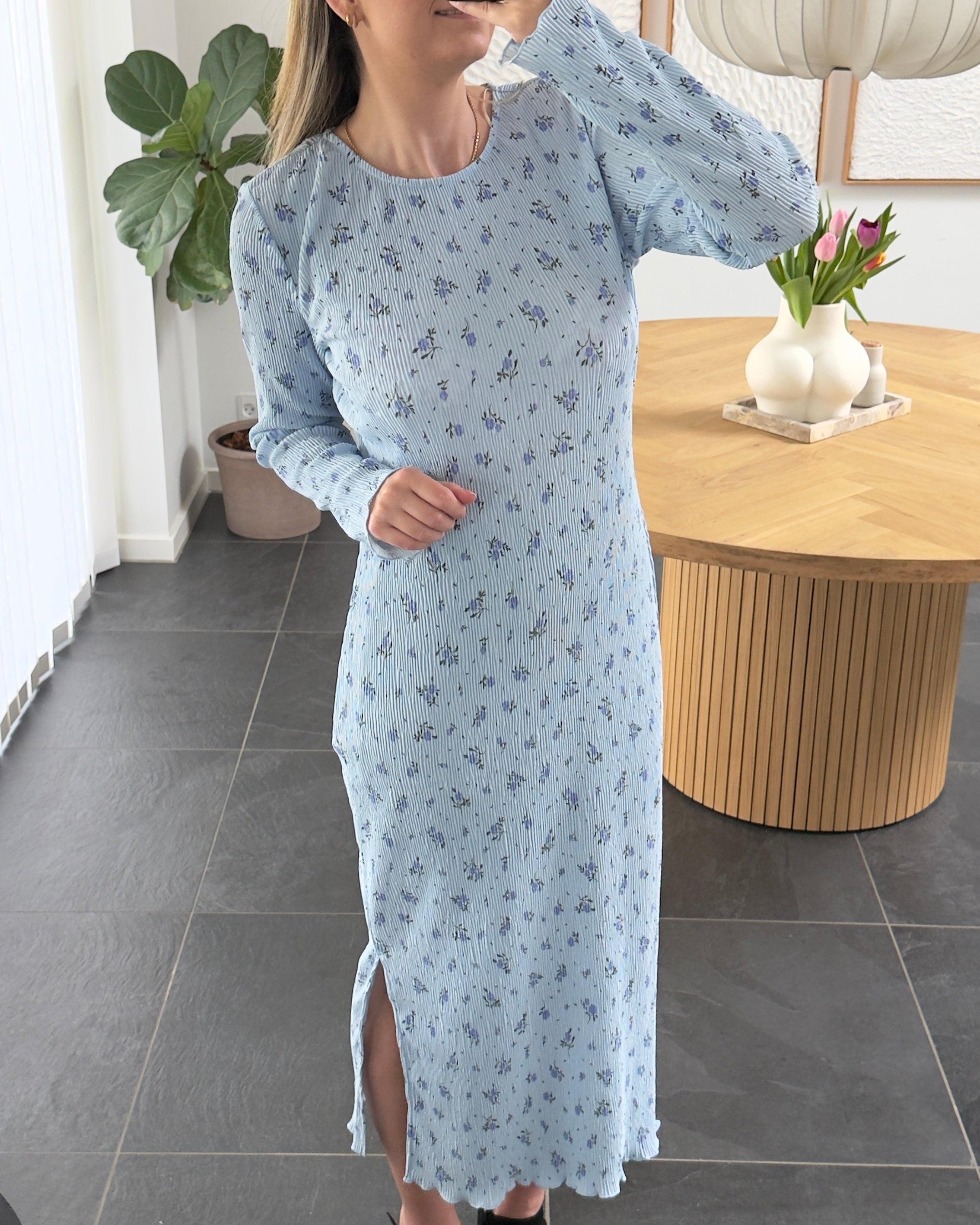 Pieces Kjole - Flora Midi - BLUE FLOWERS