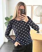 Liberte Bluse - Mesh - Navy Dot