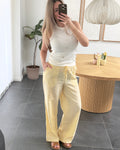 Vero Moda Bukser - Elena Stripe - Golden Haze Cloud Dancer