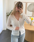 Pieces Cardigan - Baisy - Cloud Dancer