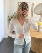 Pieces Cardigan - Baisy - Cloud Dancer