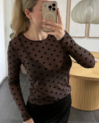 Liberte Bluse - Mesh - Hjerter - Brown