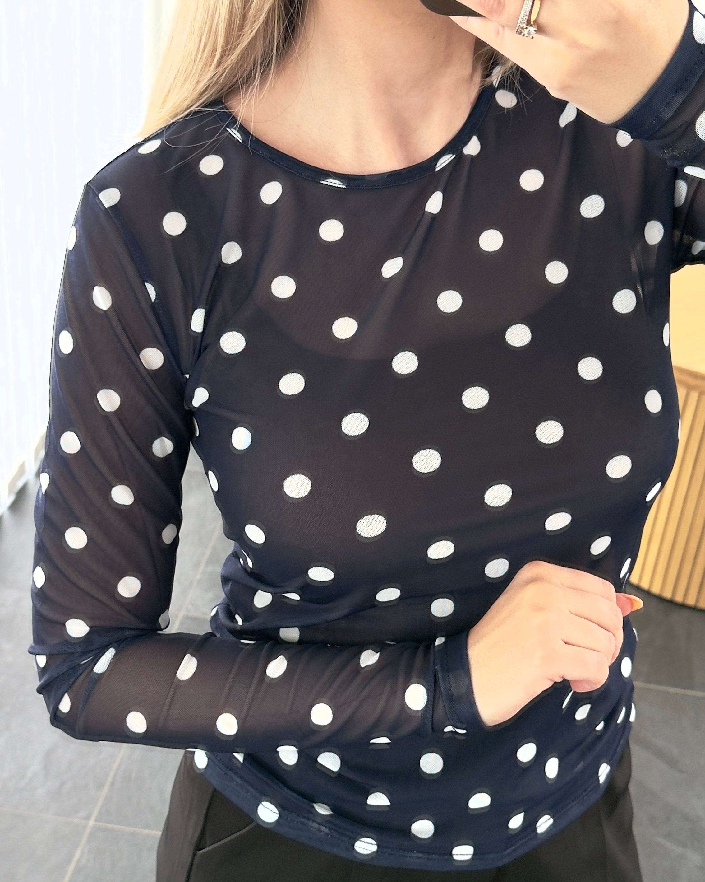 Liberte Bluse - Mesh - Navy Dot