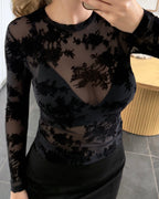 Hype The Detail Bluse - Mesh - Flower - Black