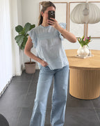 Vero Moda Top - Trine Lace - Cashmere Blue