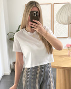 Pieces t-shirt - Sara short - Bright White