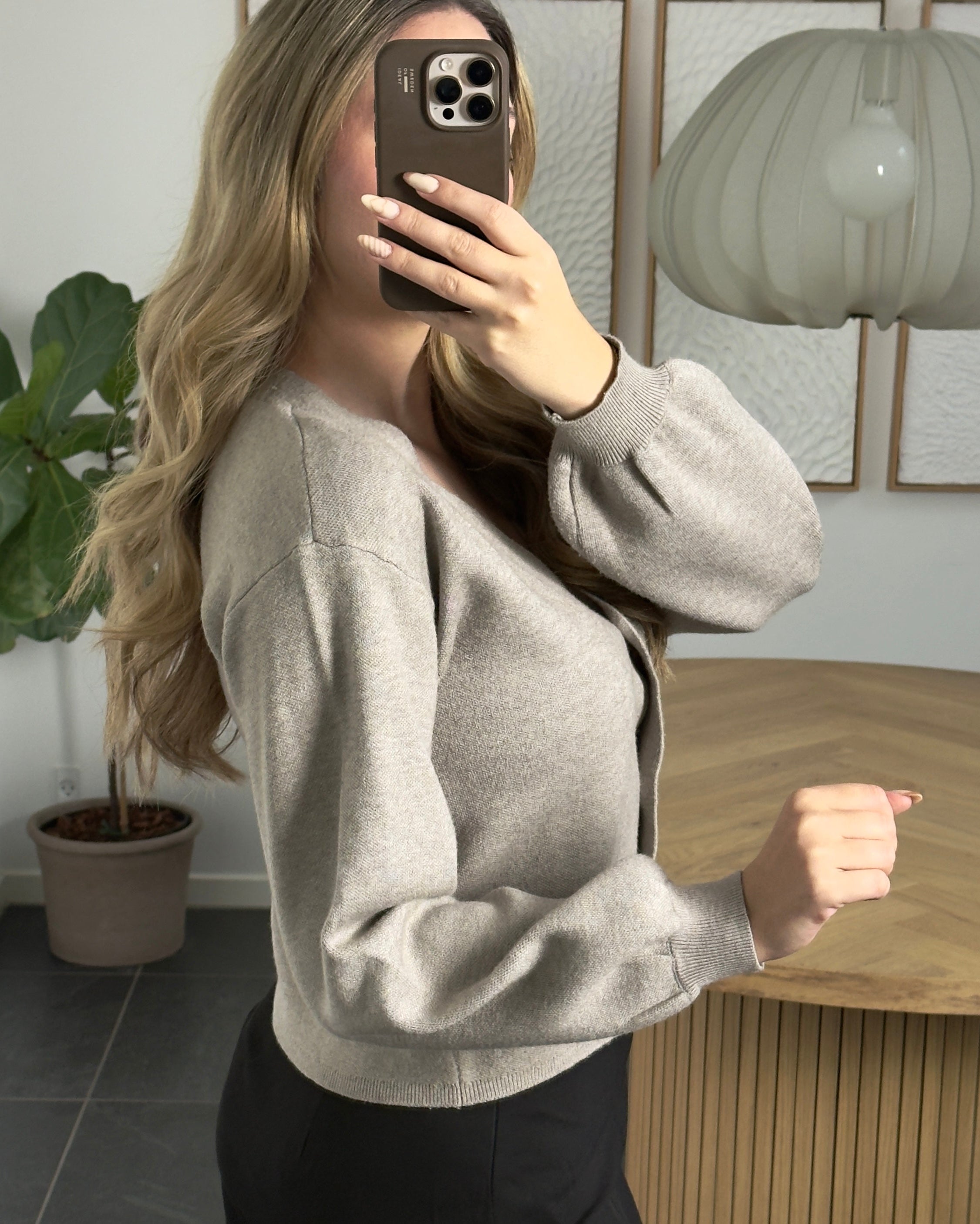 Vero Moda Cardigan - Gold Button - Beige