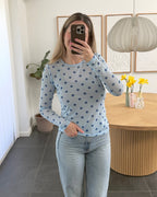 Liberte Bluse - Mesh - Lightblue Blue Dot