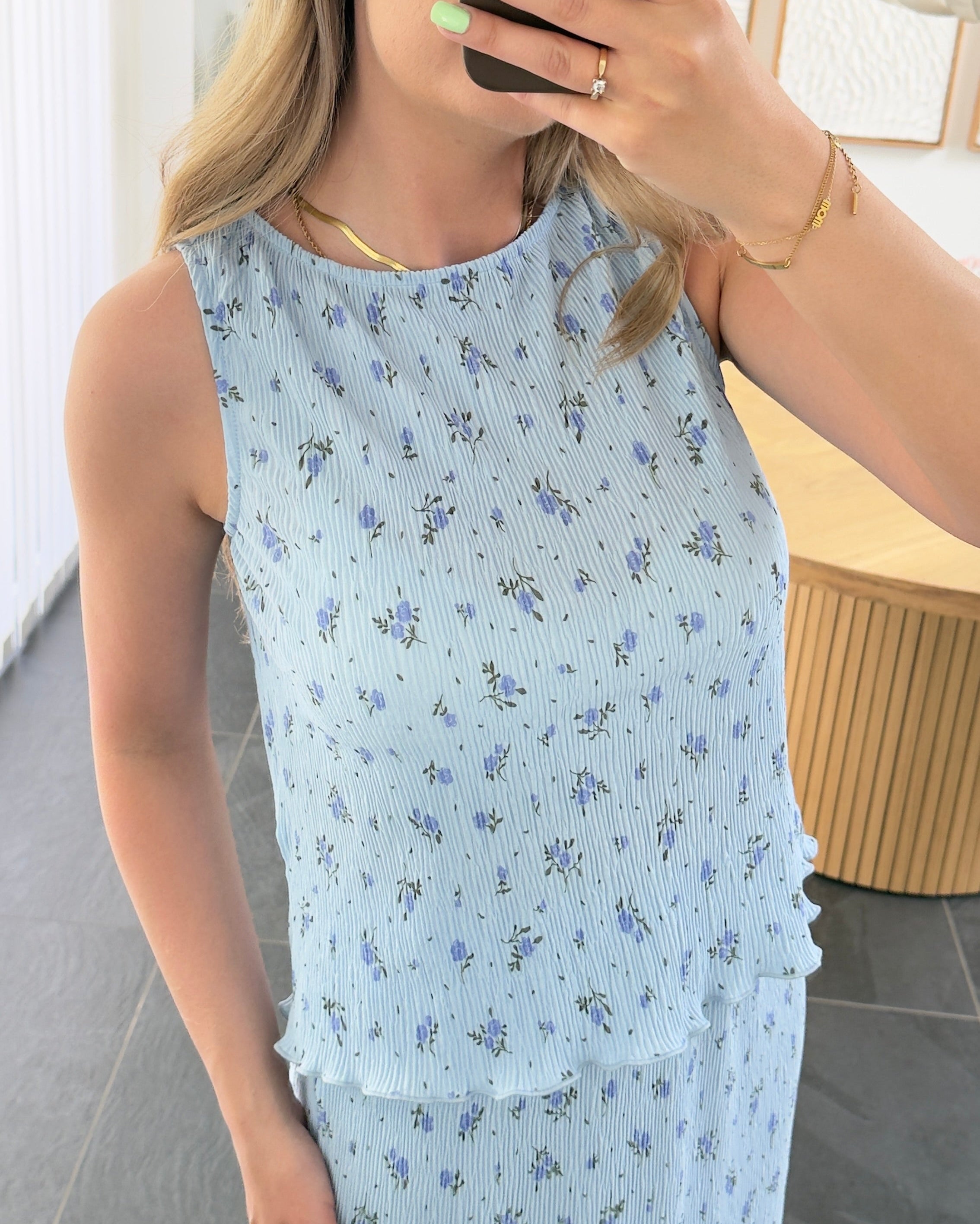 Pieces Top - Flora SL Tank top - Cashmere Blue Flowers