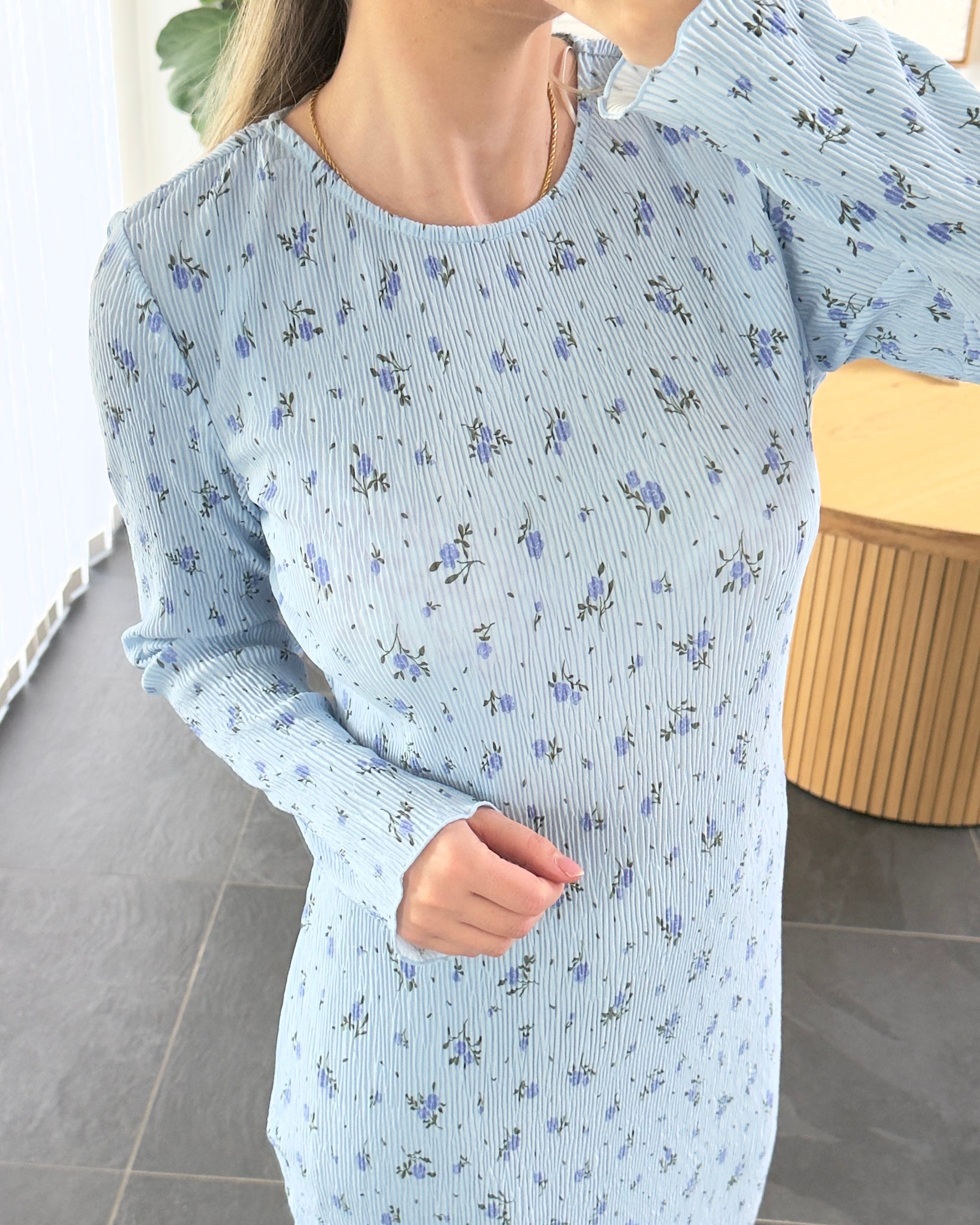 Pieces Kjole - Flora Midi - BLUE FLOWERS