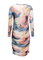 Liberte Kjole - Mesh - Blue Peach Gold Marble