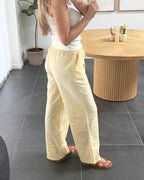 Vero Moda Bukser - Elena Stripe - Golden Haze Cloud Dancer