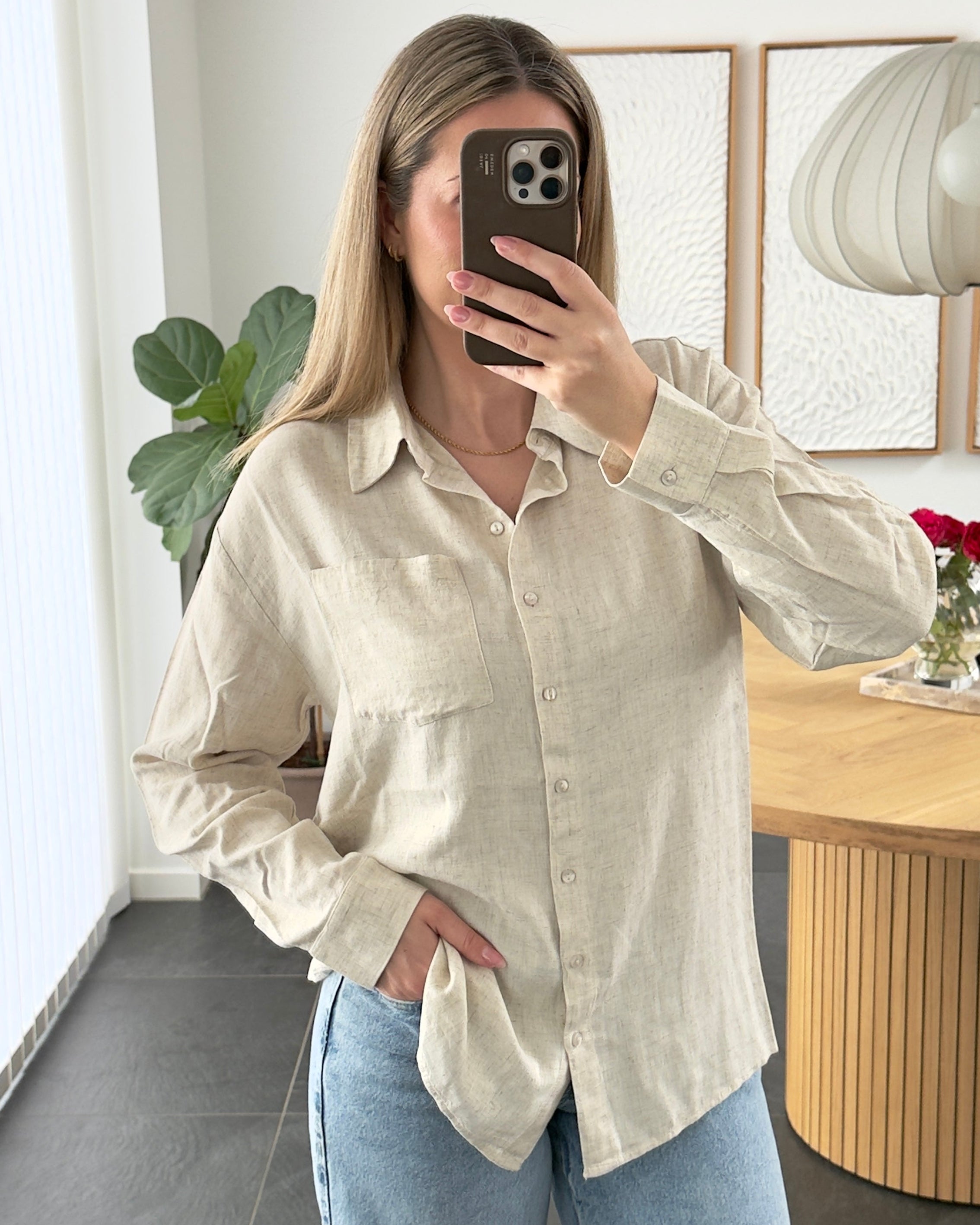 Pieces Skjorte - Pia - Beige