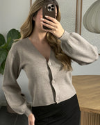 Vero Moda Cardigan - Gold Button - Beige