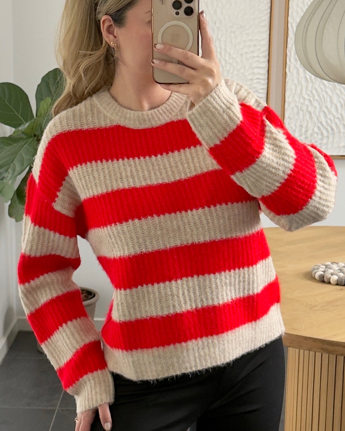 Liberte Strik - Fro-pullover - Red/Beige