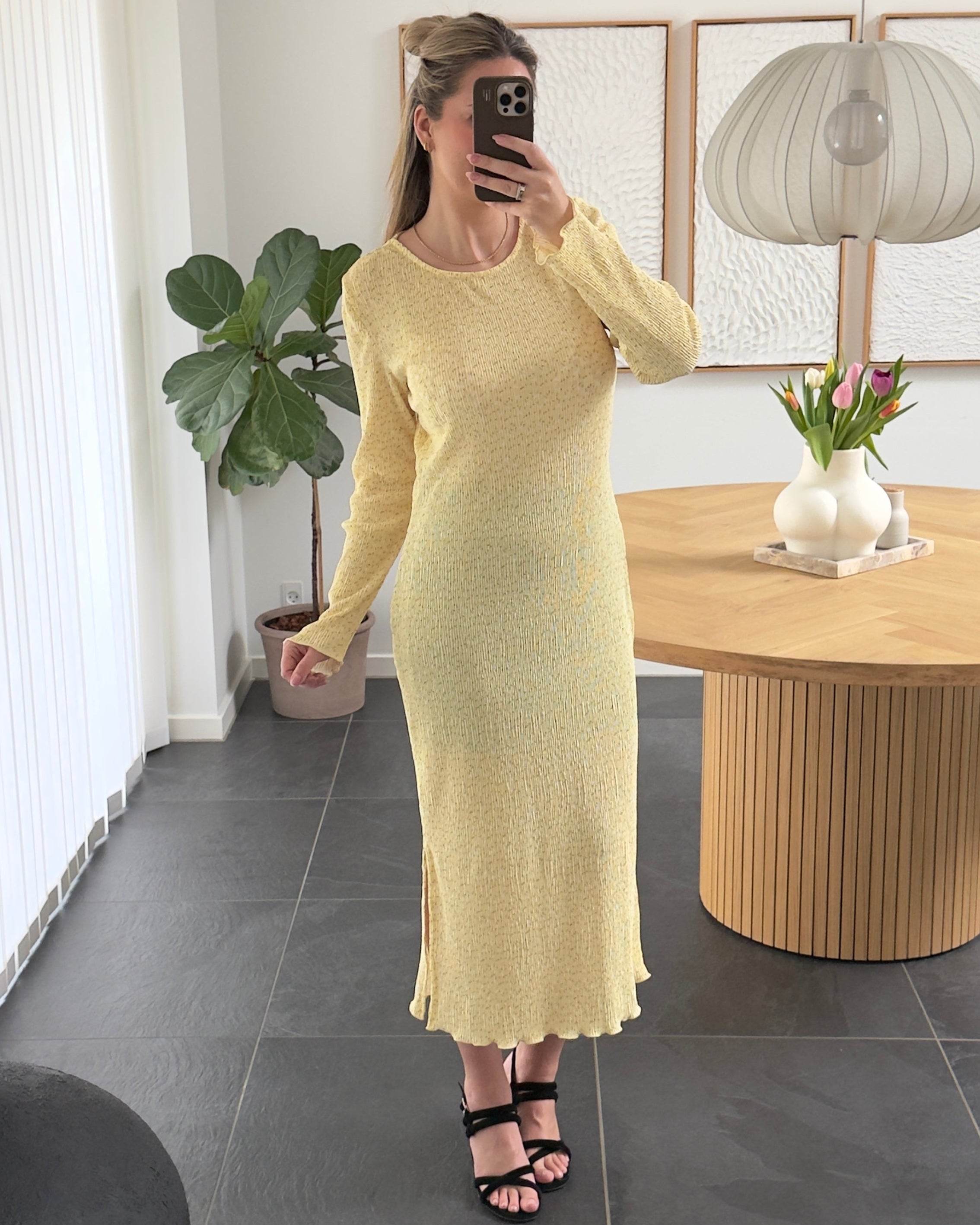 Pieces Kjole - Flora Midi - French Vanilla FLOWER