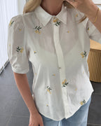 Liberte Skjorte - Flora - Off White Embroidery