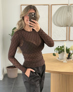 Hype The Detail Bluse - Mesh - Brown
