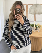Vero Moda Bluse - Abby - Navy/White