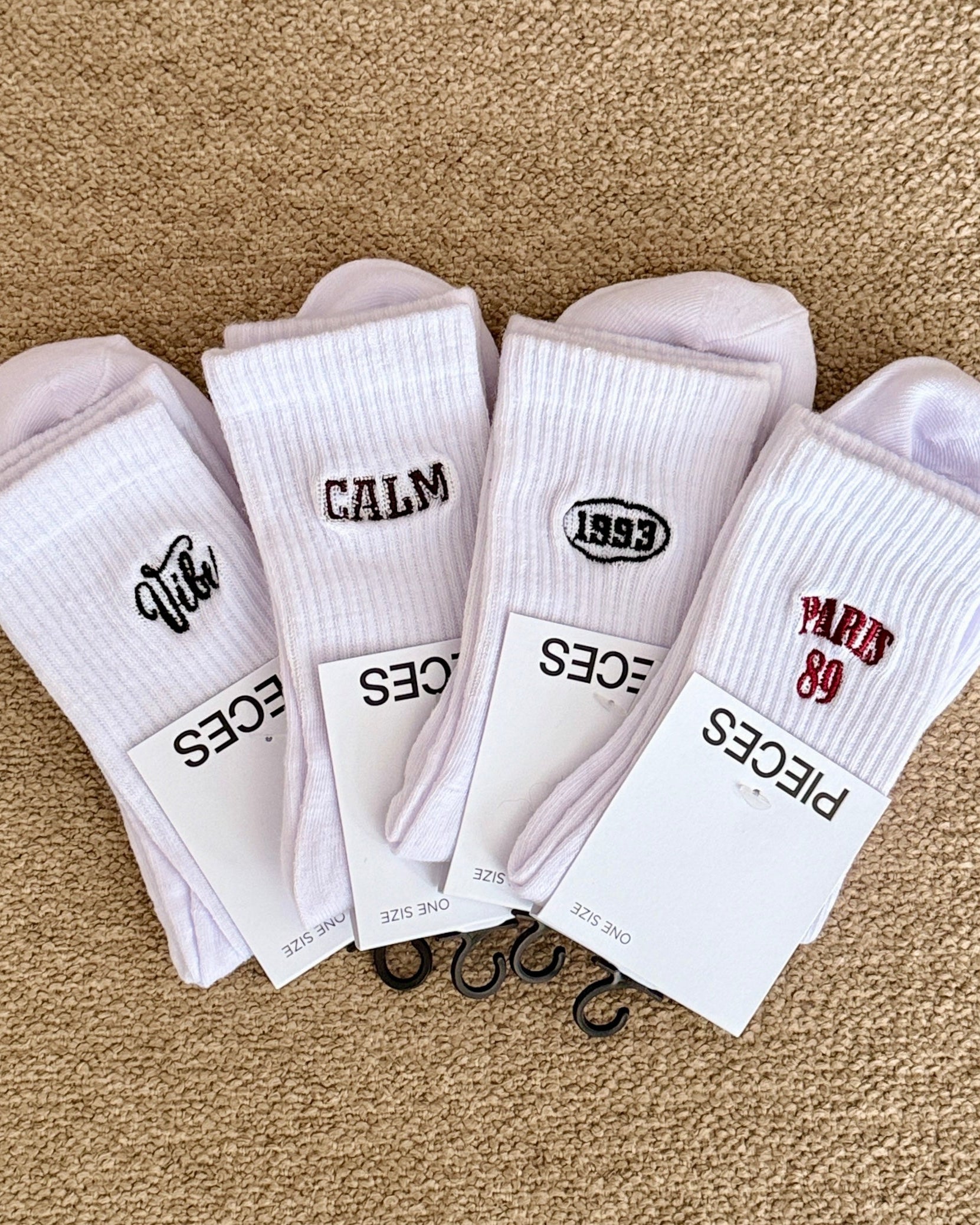 Pieces Strømper - Molly - Vibe-Logo - White