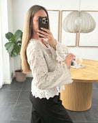 Pieces Bluse - Armorine embroderi - Beige