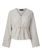 Pieces Bluse - Armorine embroderi - Beige