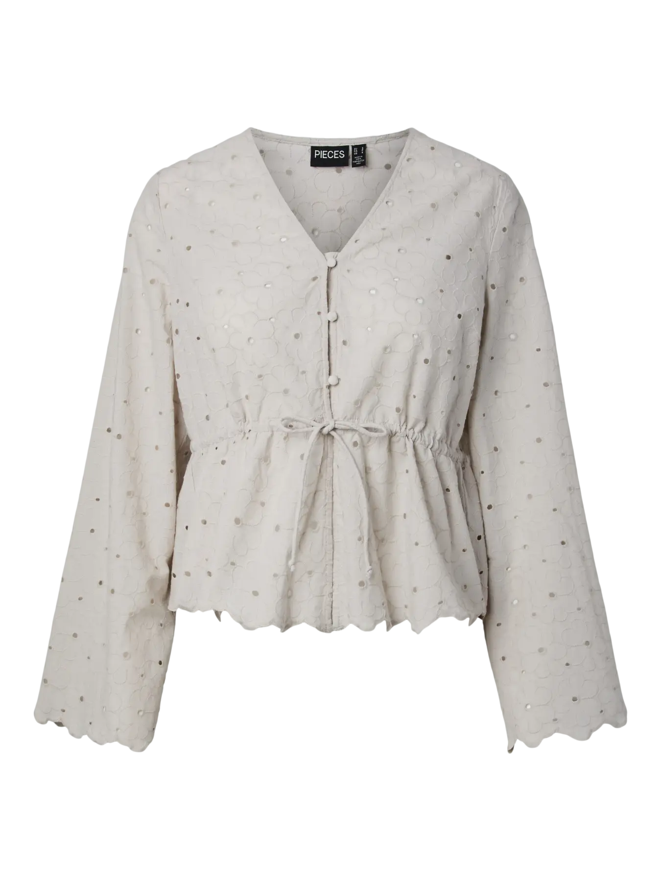 Pieces Bluse - Armorine embroderi - Beige