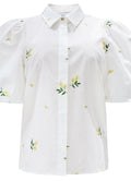Liberte Skjorte - Flora - Off White Embroidery