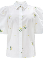 Liberte Skjorte - Flora - Off White Embroidery