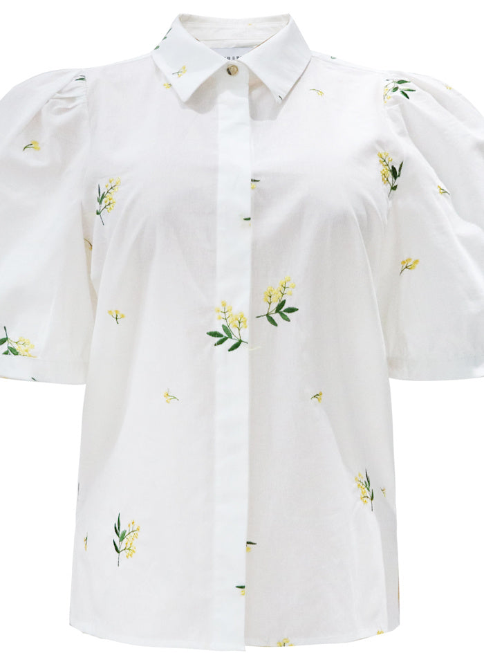 Liberte Skjorte - Flora - Off White Embroidery