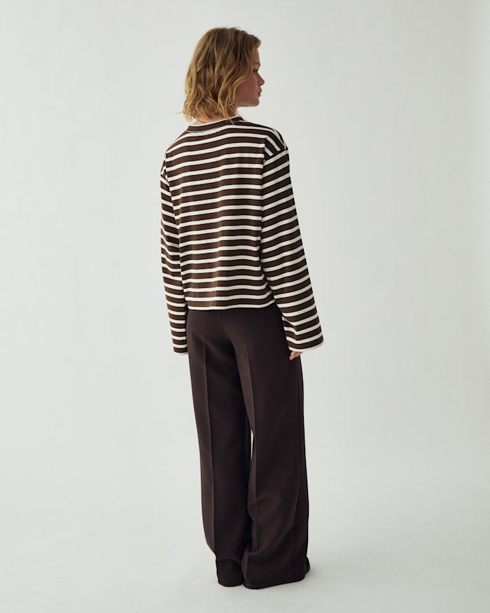Noella Bluse - N-Maple - Eton Brown Ivory Stripe