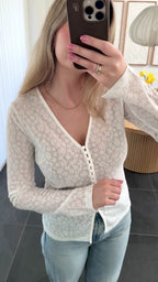 Pieces Cardigan - Baisy - Cloud Dancer