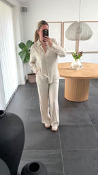 Pieces Bukser - Pia hw wide - Beige