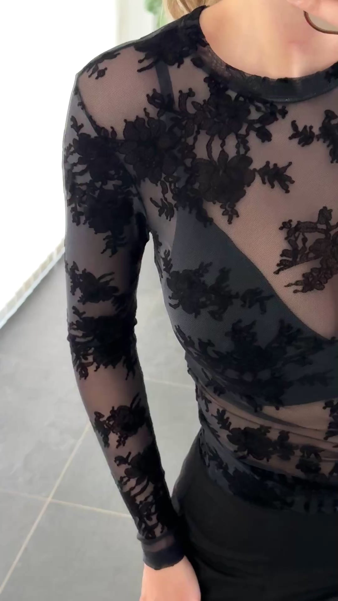 Hype The Detail Bluse - Mesh - Flower - Black