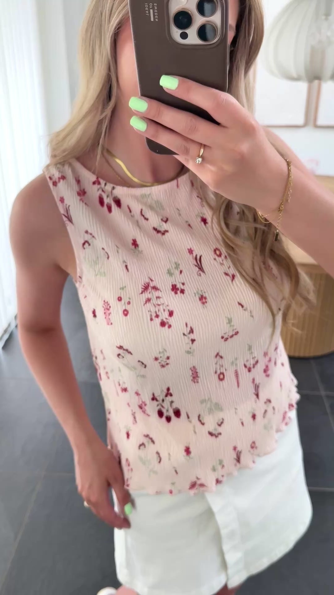 Pieces Top - Flora SL Tank top - Petal Pink Flowers