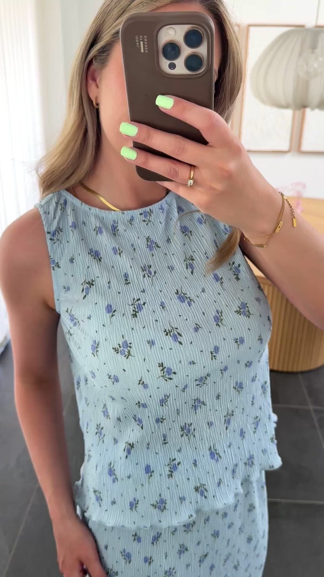 Pieces Top - Flora SL Tank top - Cashmere Blue Flowers