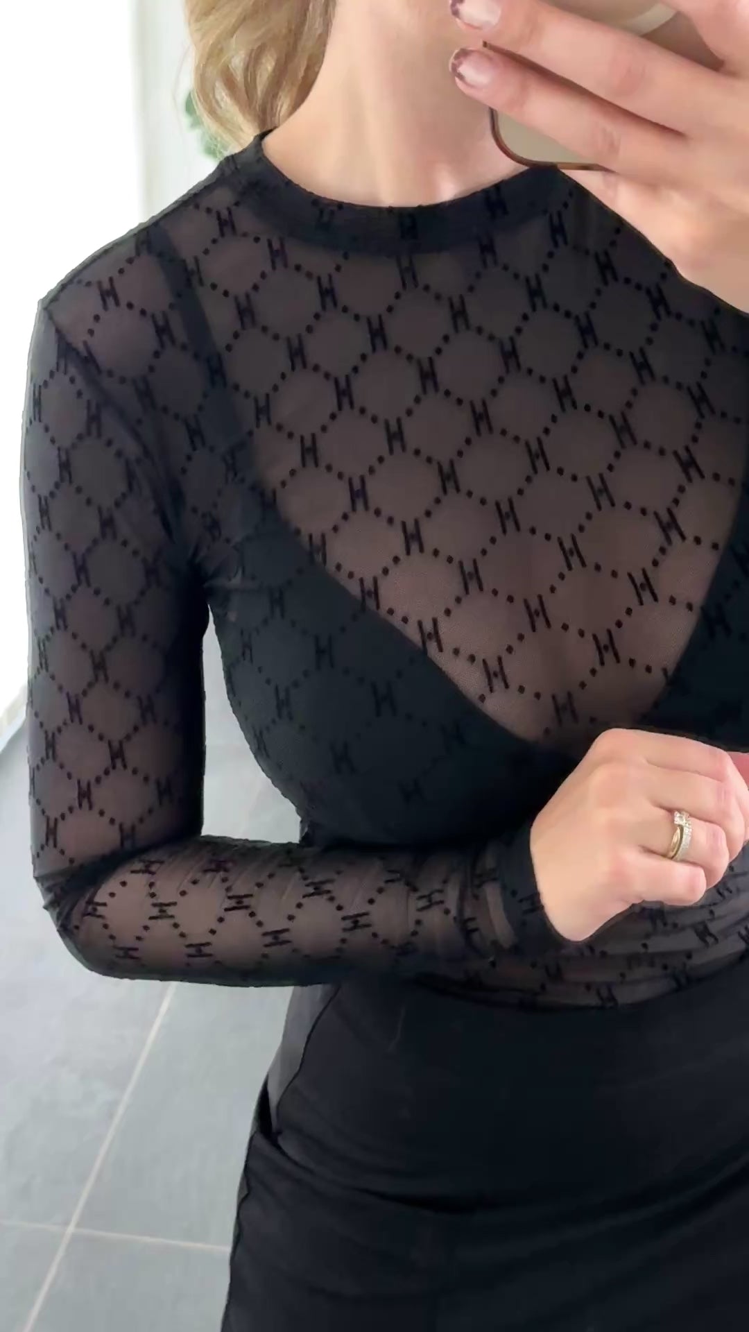 Hype The Detail Bluse - Mesh - H-logo - Black