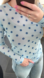 Liberte Bluse - Mesh - Lightblue Blue Dot