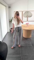 Liberte Bukser - Croc Pants - Blue Creme Stribe